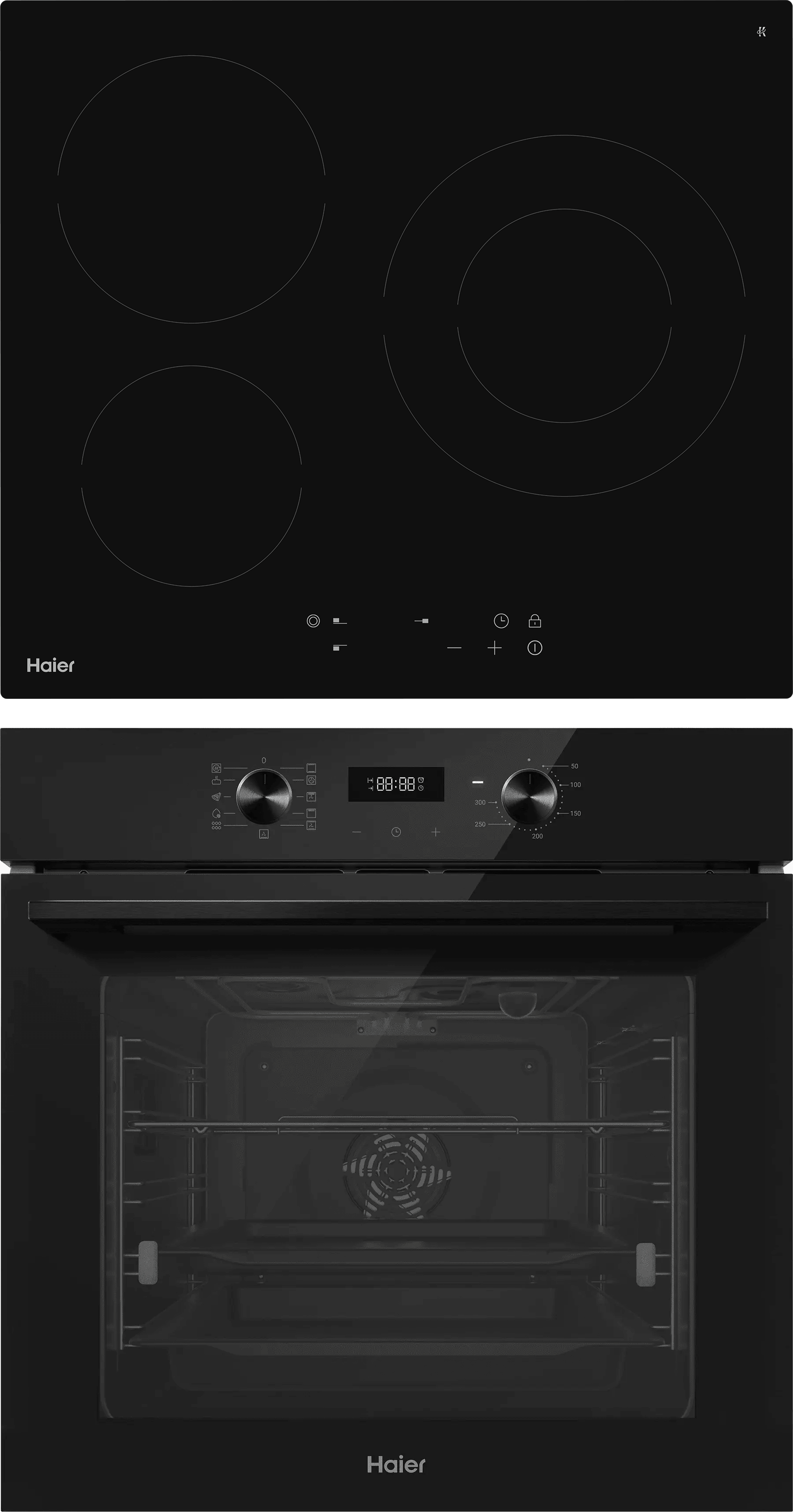 Комплект Духовой шкаф Haier HOQ-A2AEN3GB + Стеклокерамическая варочная поверхность Haier HHK-C63NDB фото #1